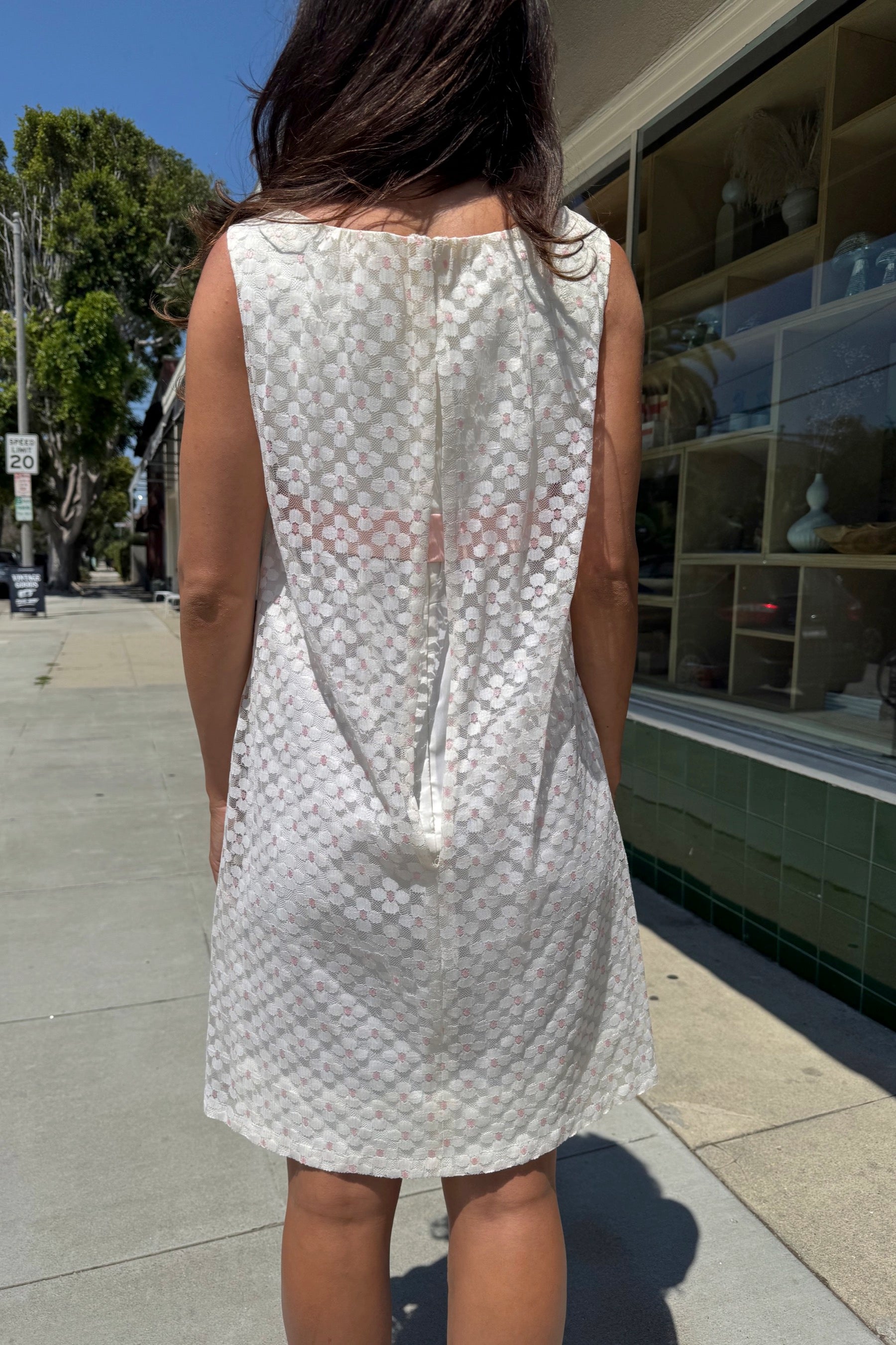 White + Pink Floral Lace Dress