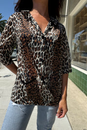 Leopard Sheer Button Up