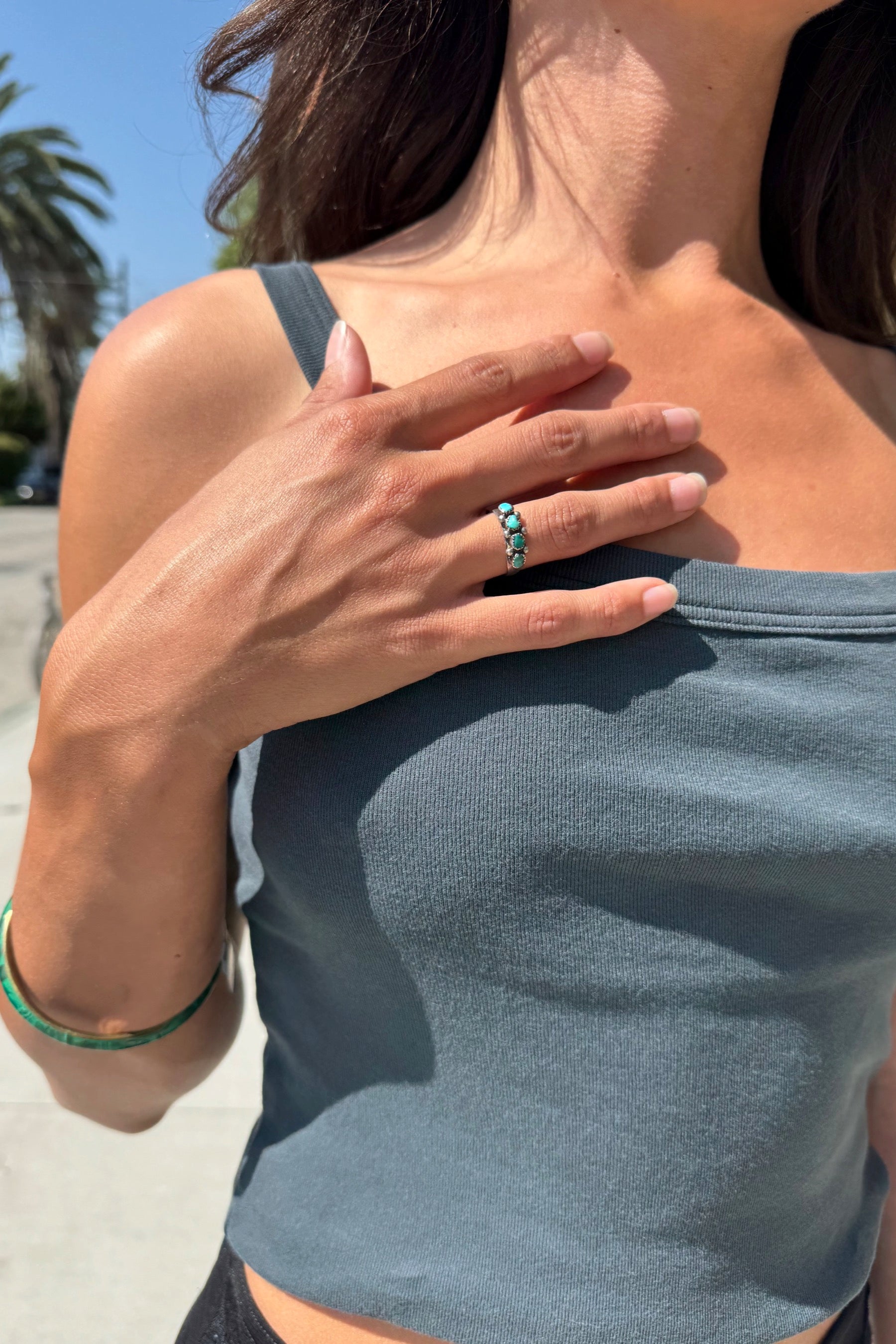 Sterling Turquoise Row Ring