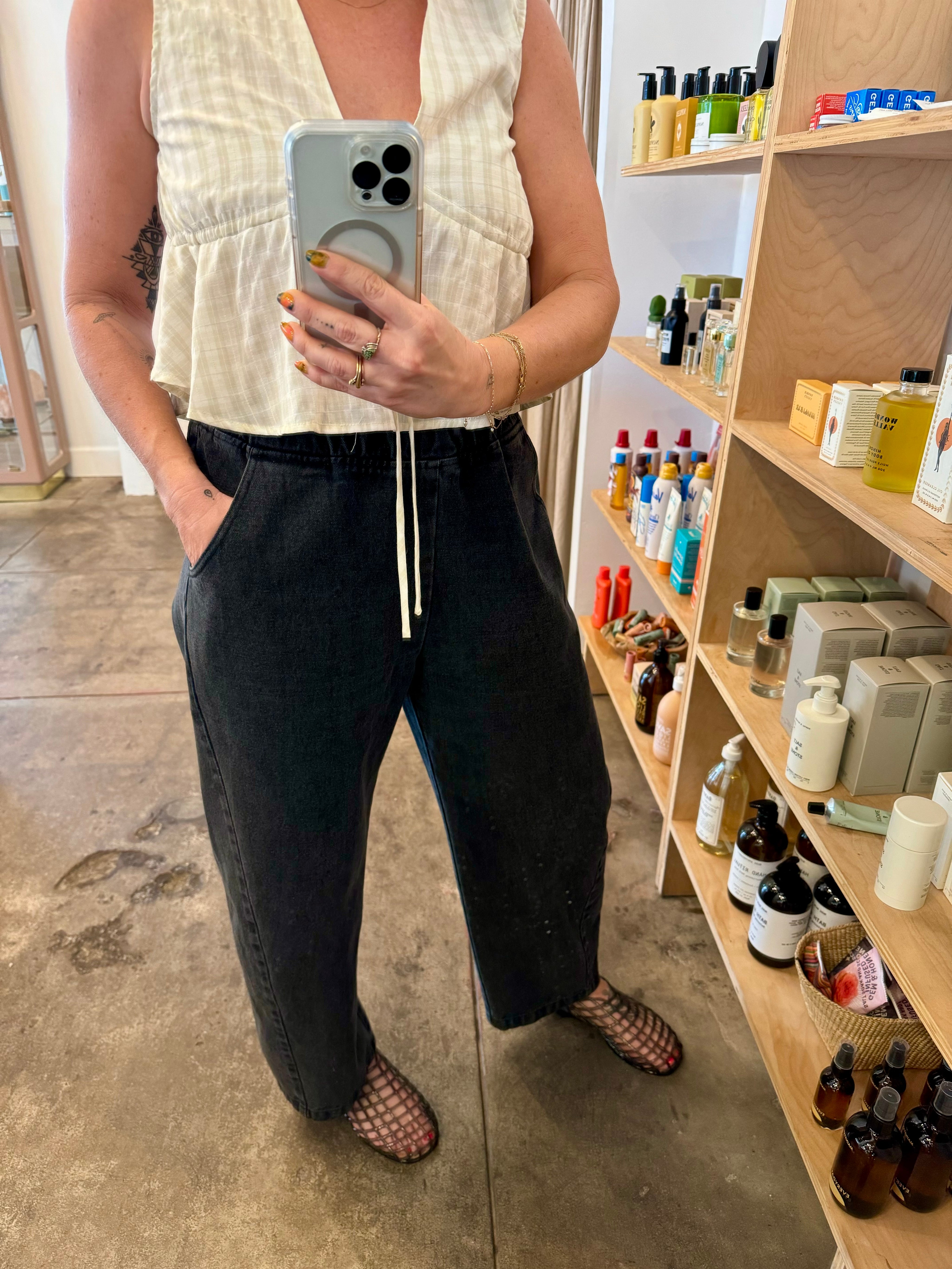 Black Denim Arc Pant