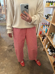 Red Gingham Arc Pant