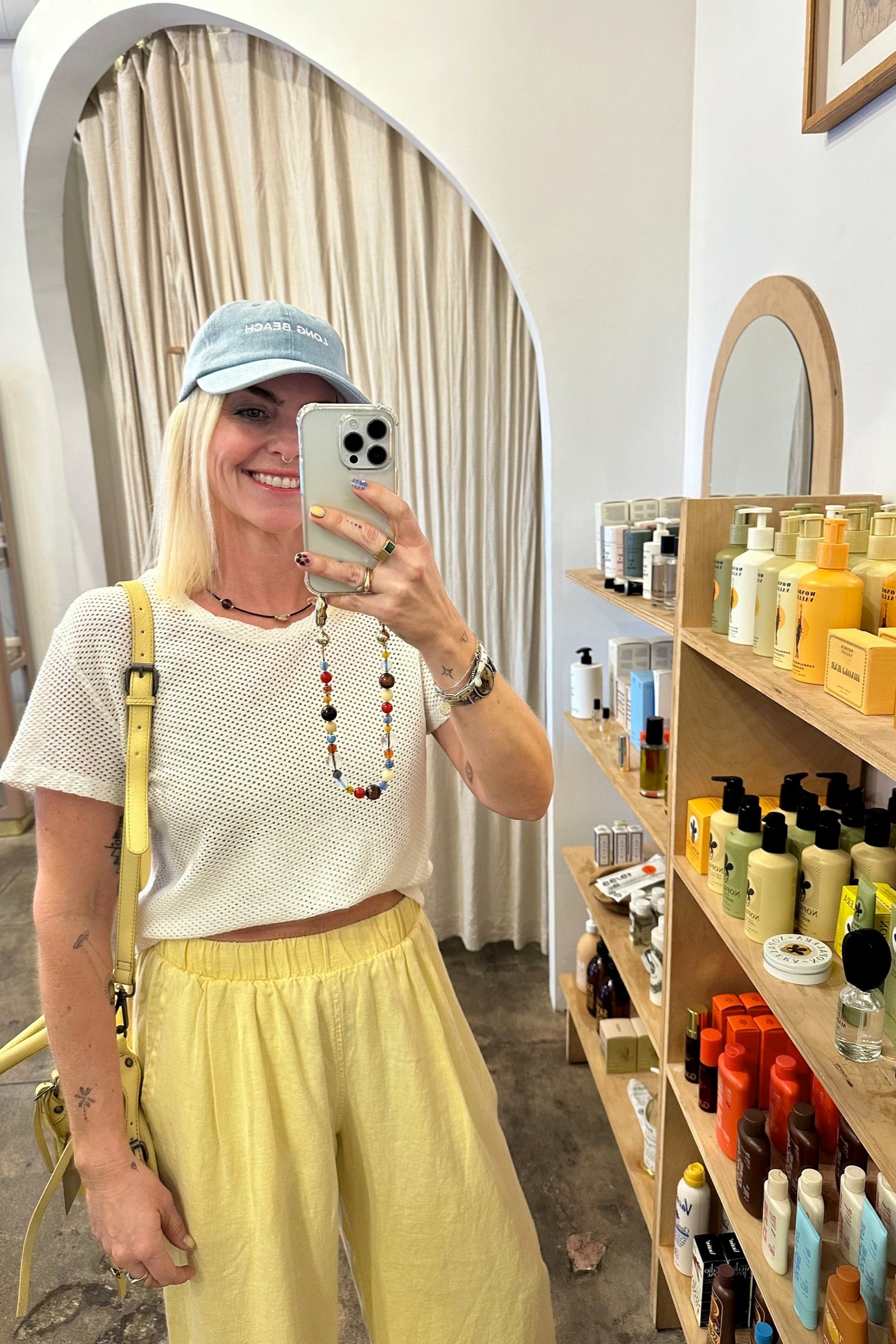 Washed White Carmen Mesh Tee