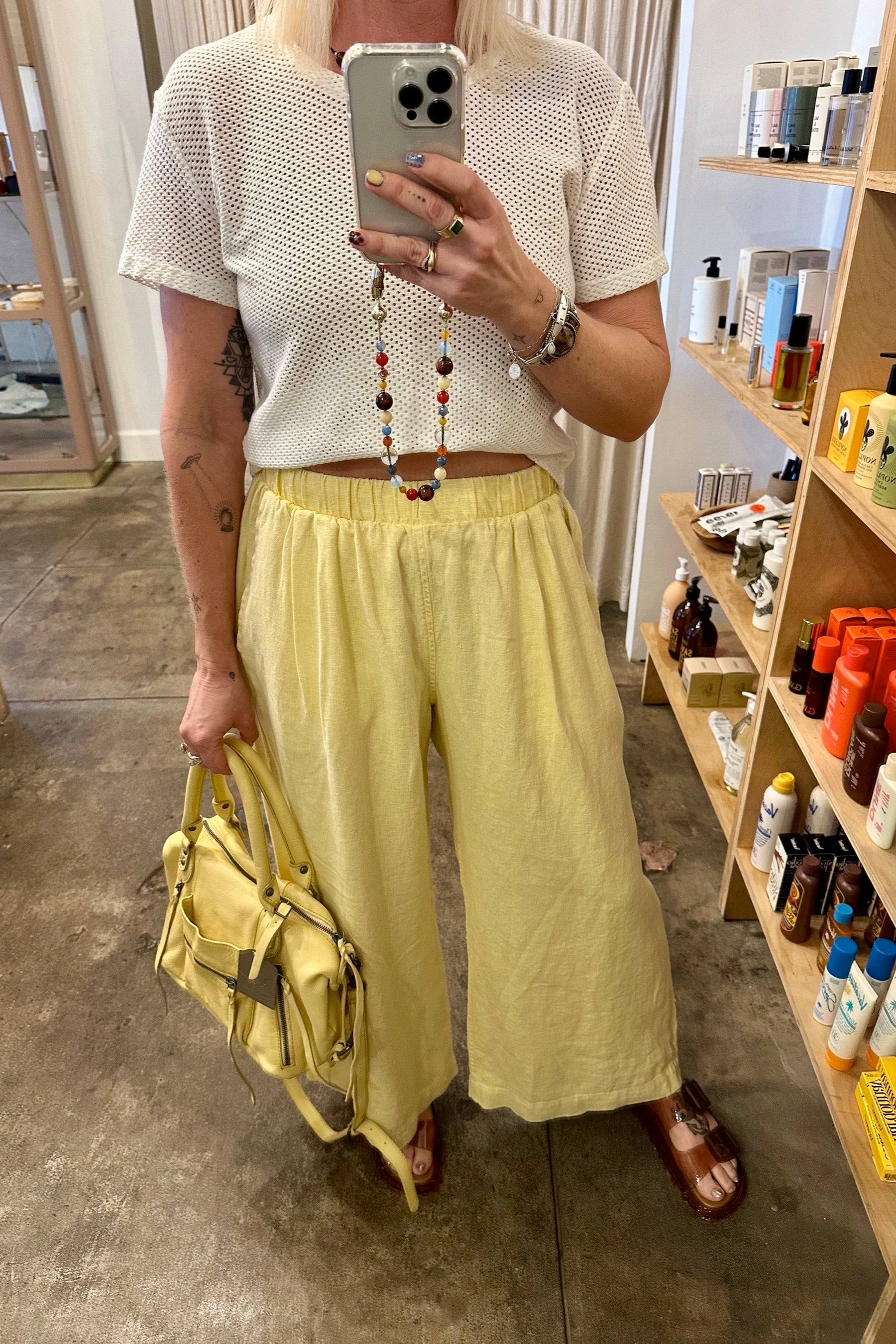 Washed White Carmen Mesh Tee