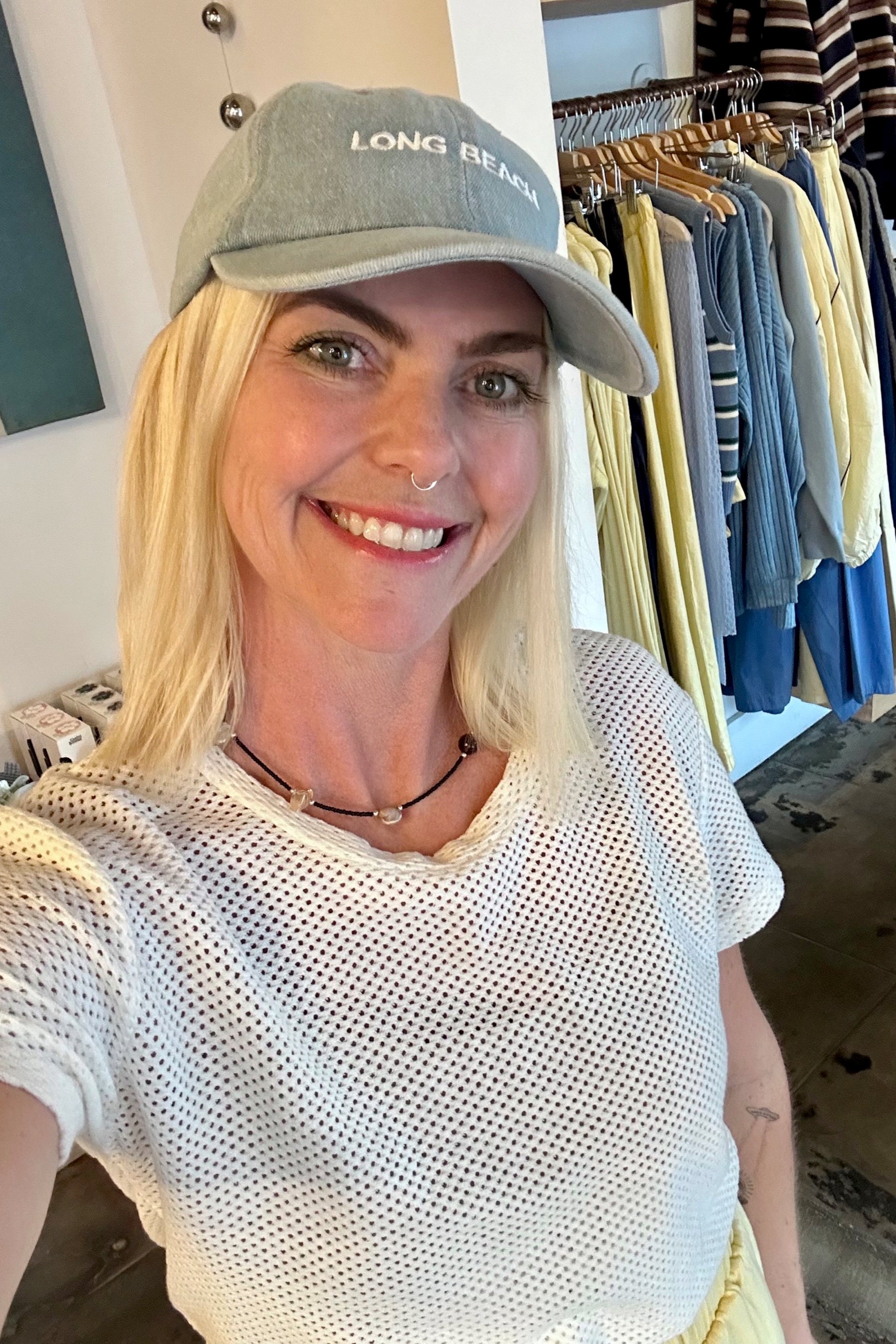 Washed White Carmen Mesh Tee