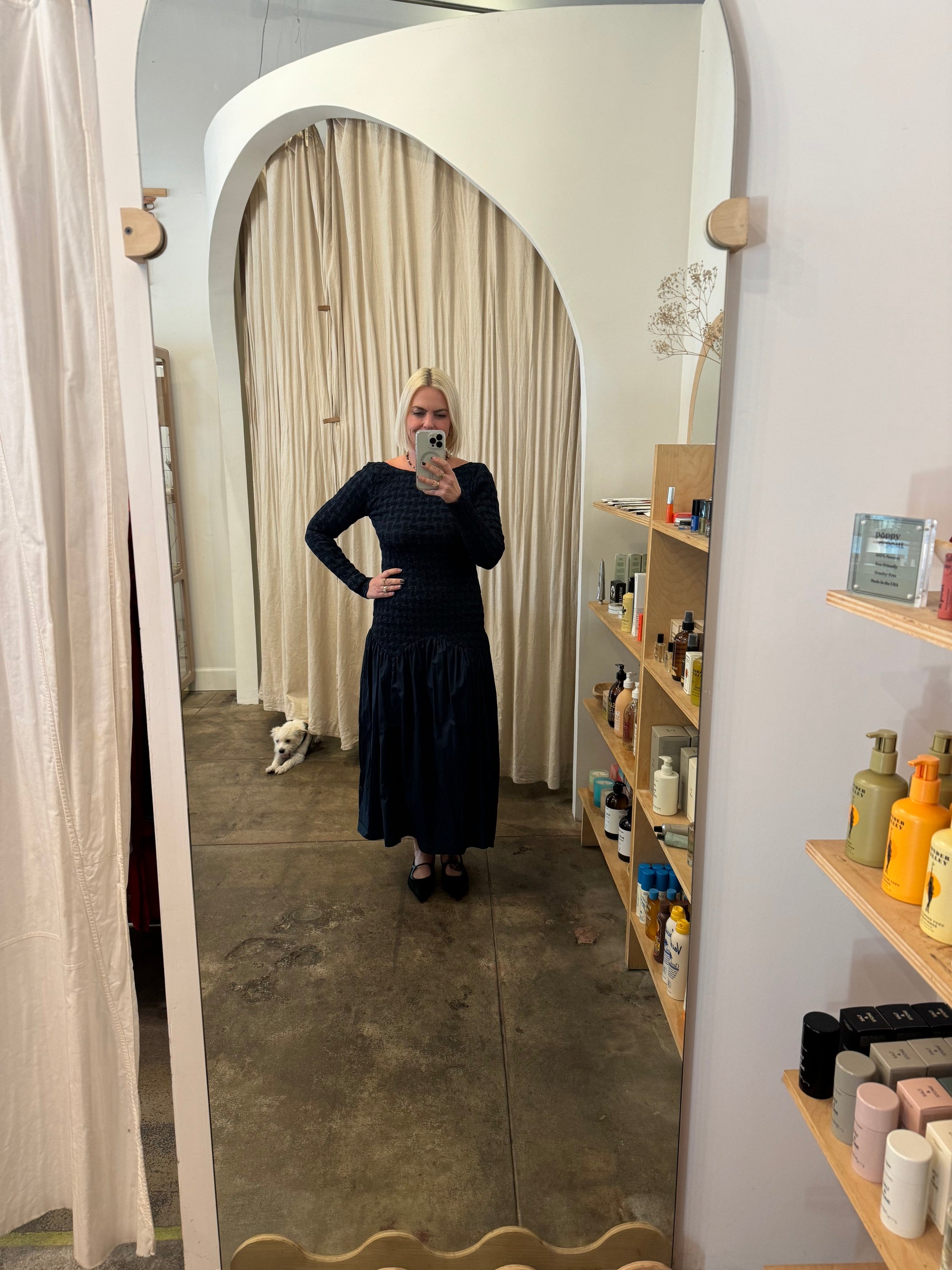 Blue Popcorn Midi Dress