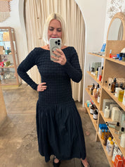 Blue Popcorn Midi Dress