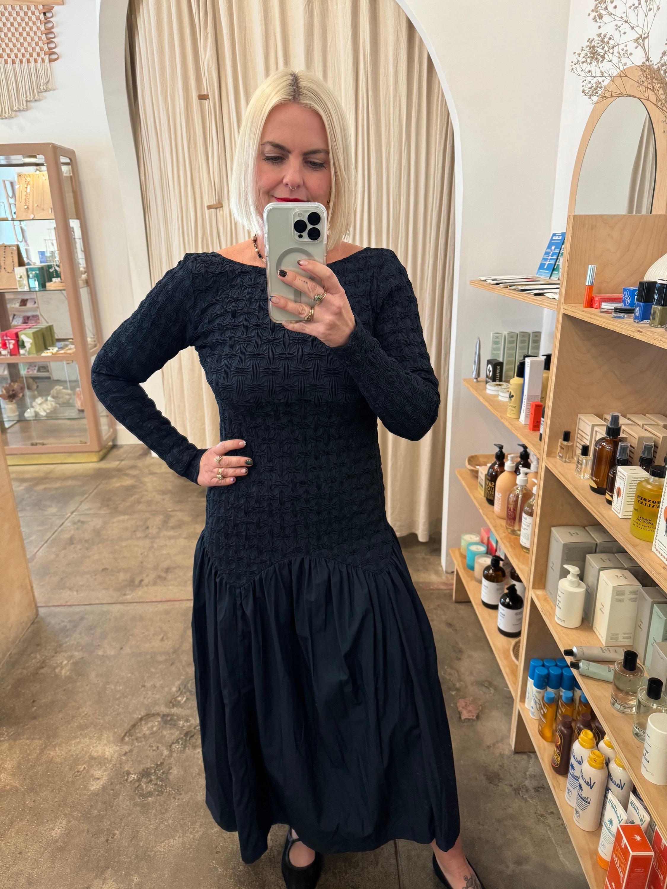 Blue Popcorn Midi Dress