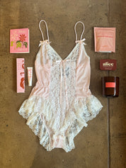 Pale Pink Lace Romper