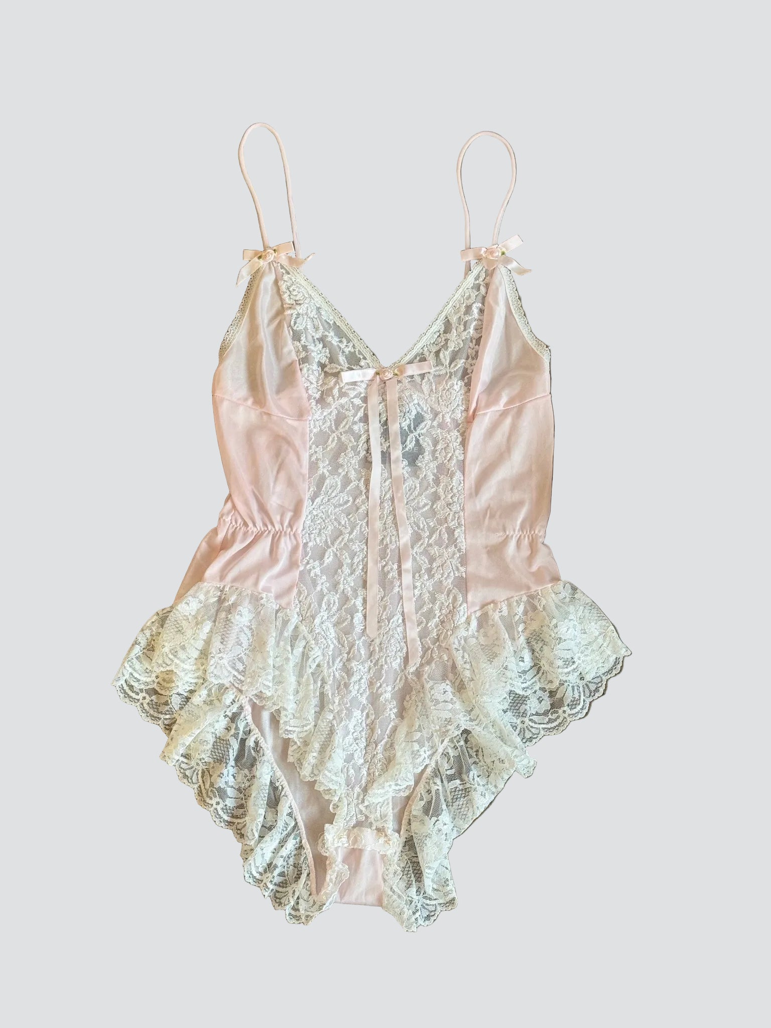 Pale Pink Lace Romper