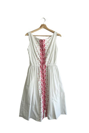 Red Embroidery Button Up Dress