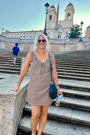 Brown Gingham Birdie Dress