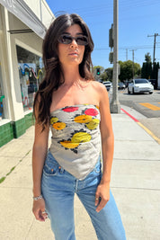 Grey Silk Floral Scarf