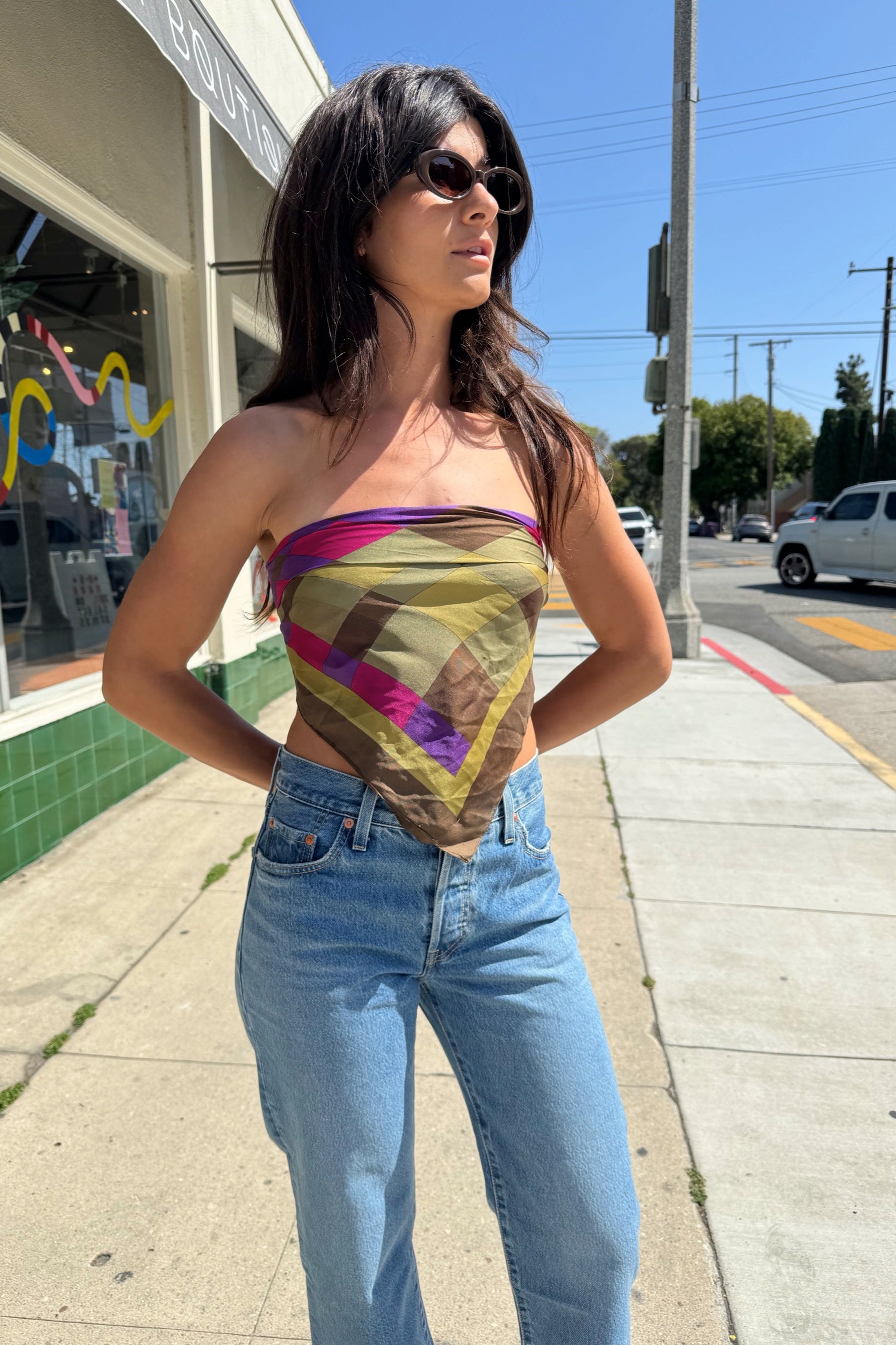 Olive + Purple Geo Scarf