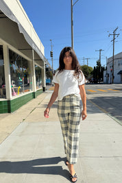 Black + White Plaid Pant