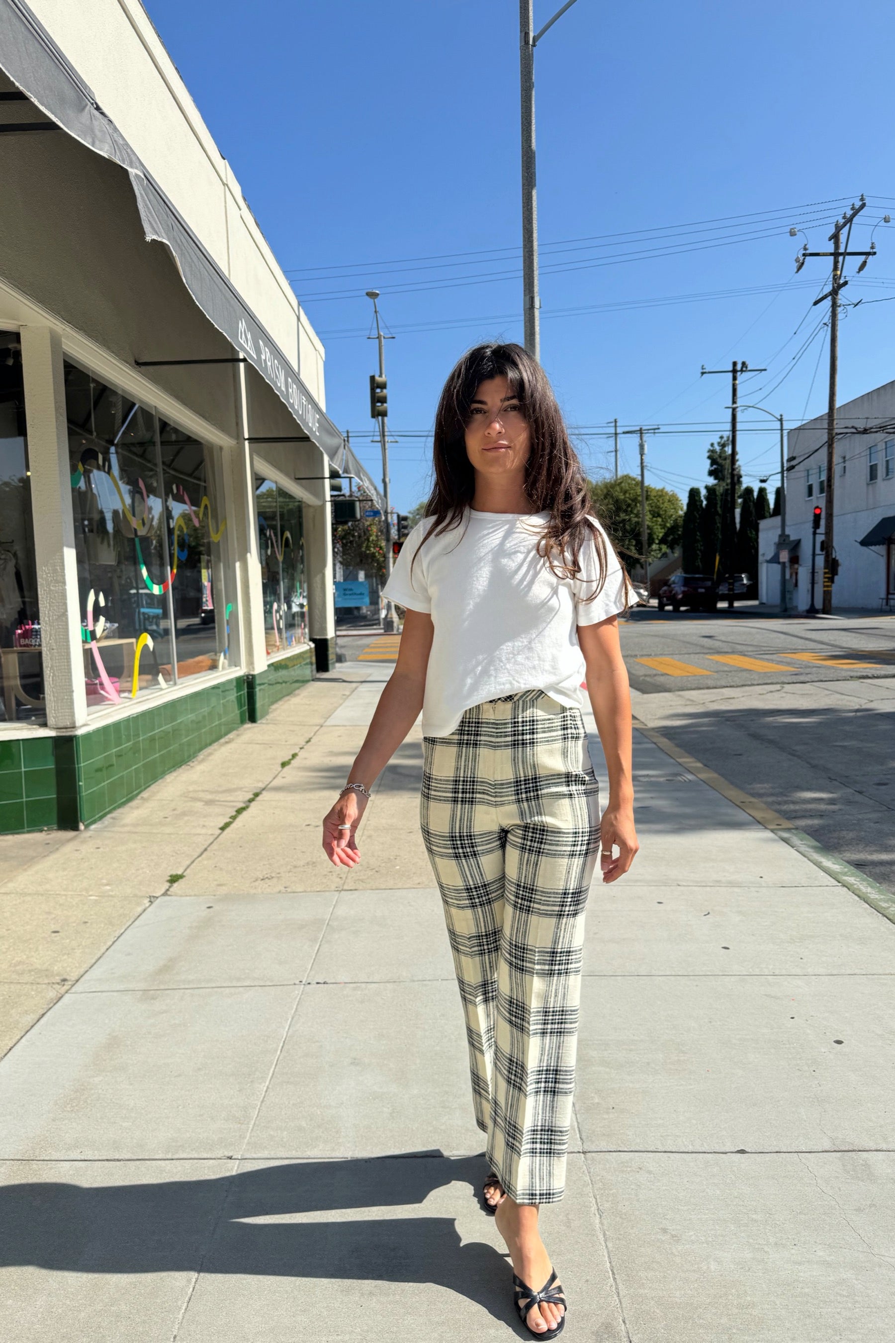 Black + White Plaid Pant