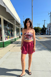 Mauve Multi Silk Abstract Scarf