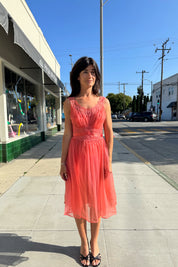 Coral Lace Slip Party Dress