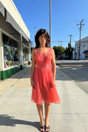 Coral Lace Slip Party Dress