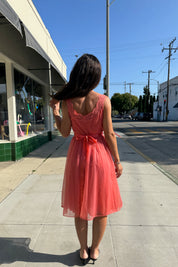 Coral Lace Slip Party Dress