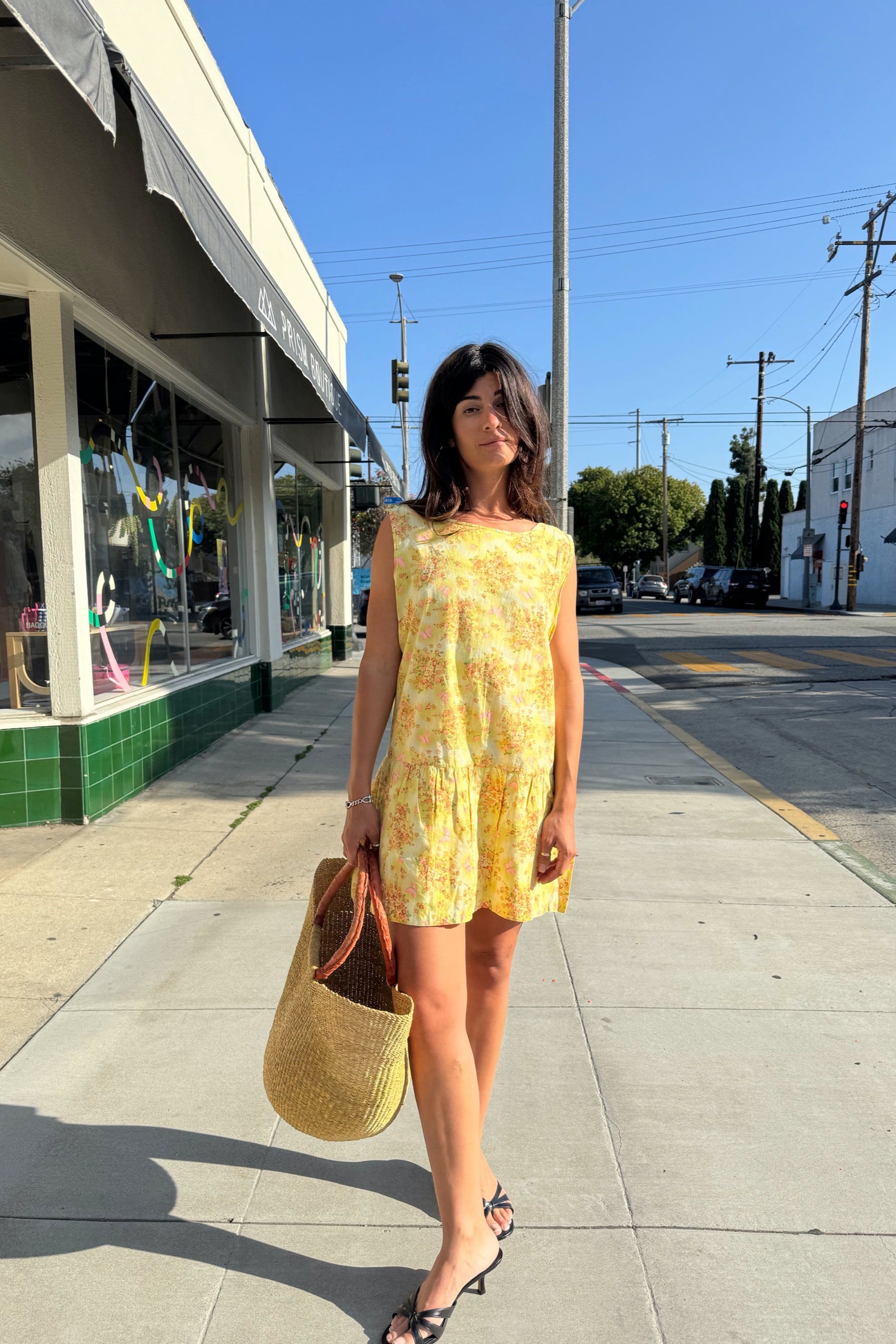 Yellow Floral Mini Dress