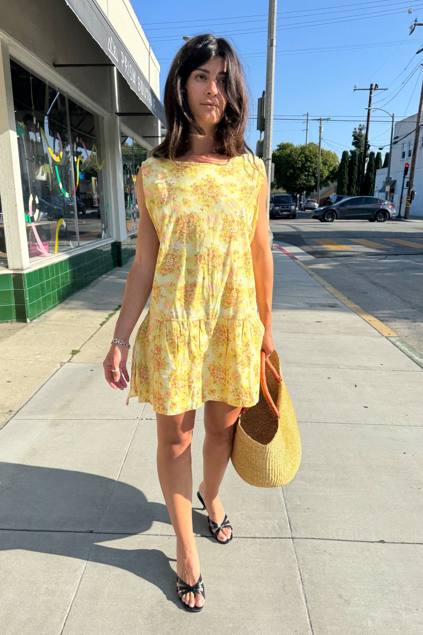 Yellow Floral Mini Dress