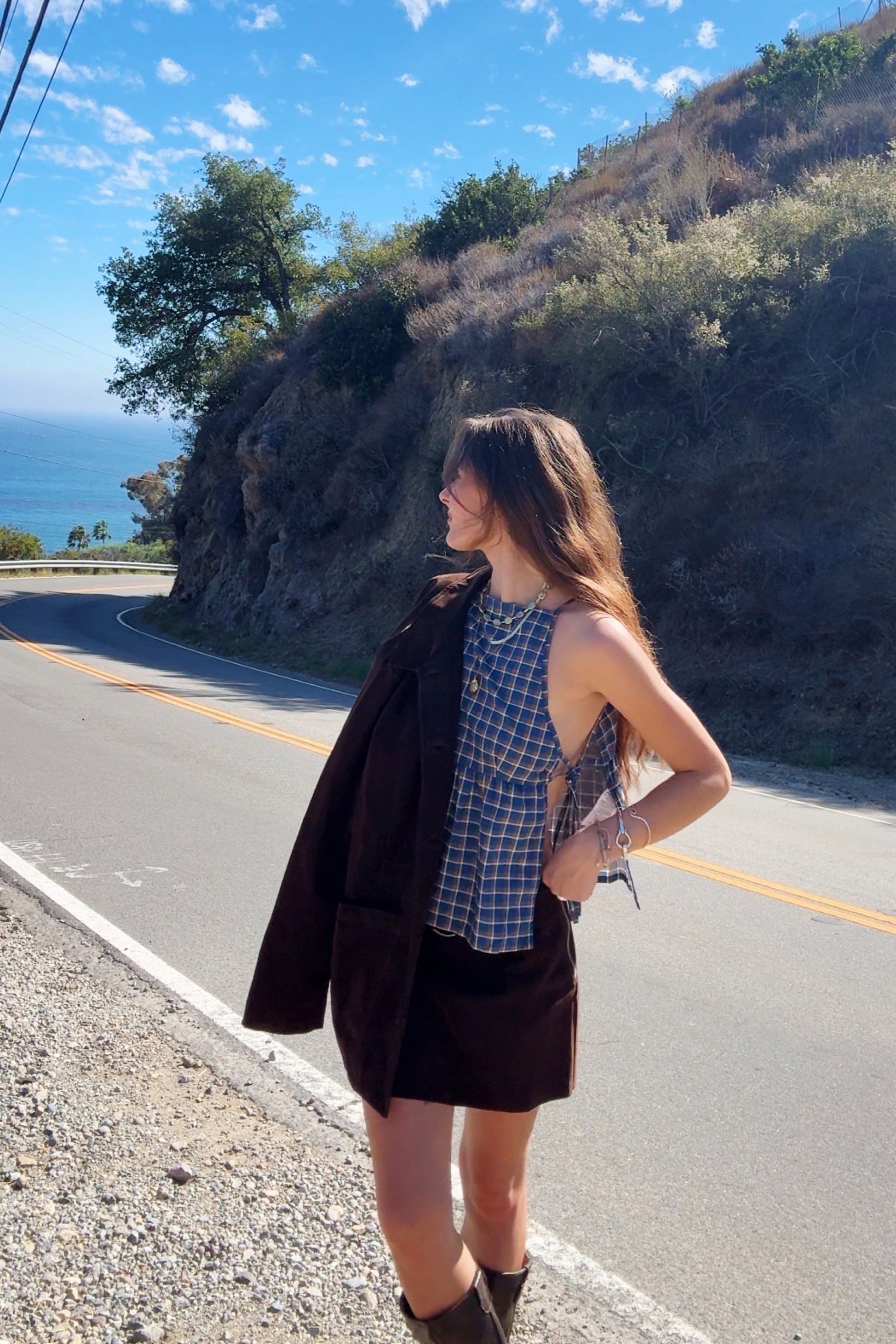 Brown Vegan Suede Kass Skirt