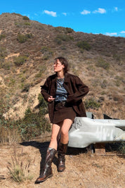 Brown Vegan Suede Kass Skirt