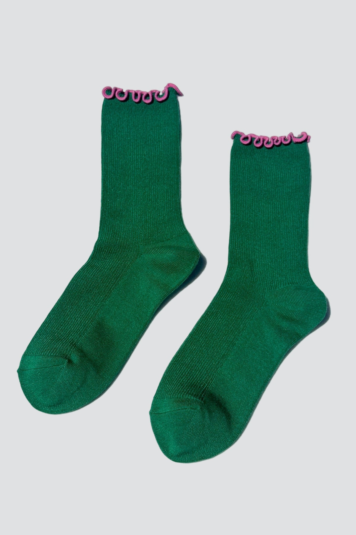 Spinach + Pink Ruffled Socks