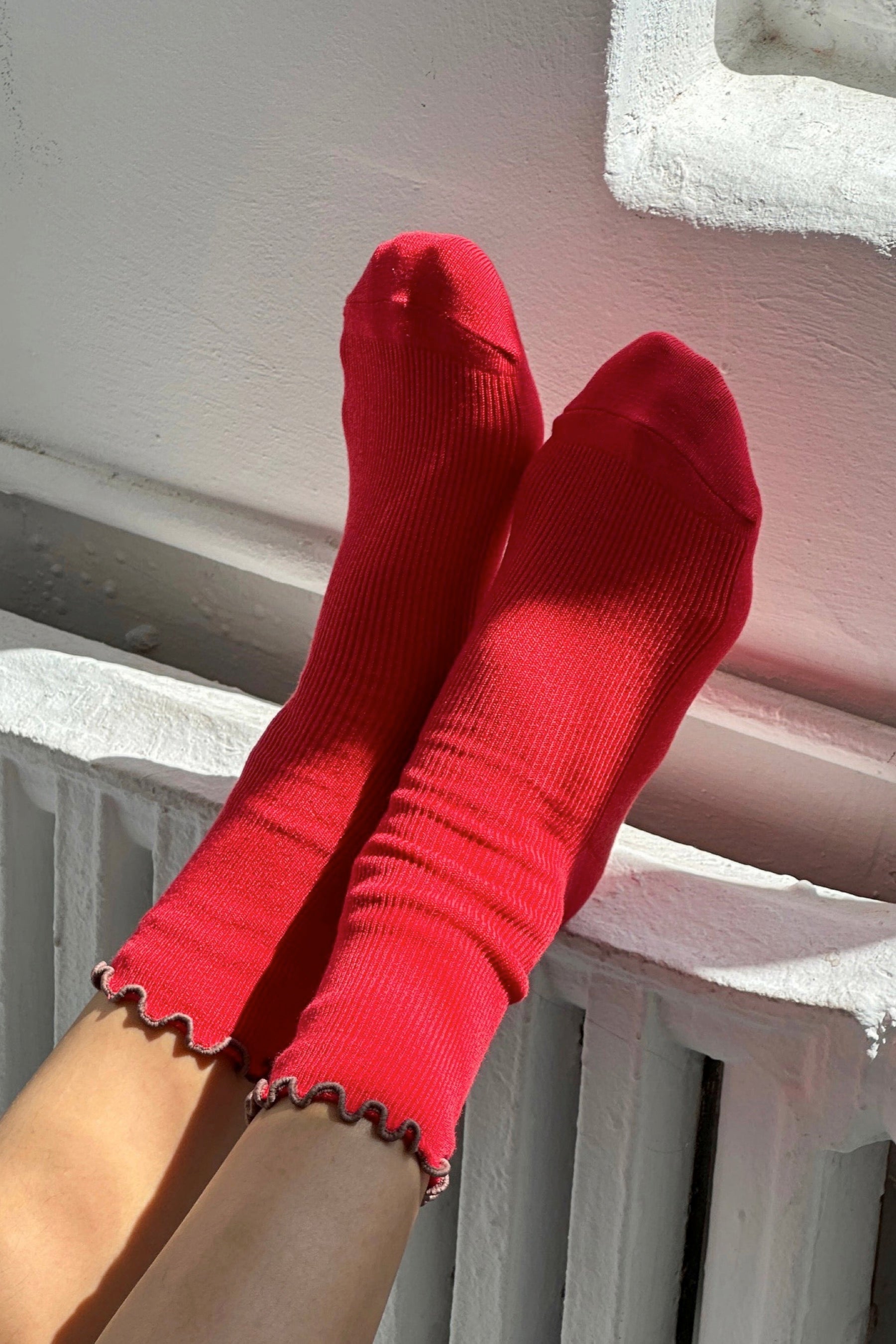 Paprika + Brown Ruffled Socks