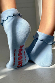 Periwinkle + Red Ruffled Hugger Sock