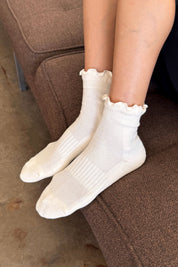 Vanilla + Red Ruffled Hugger Sock