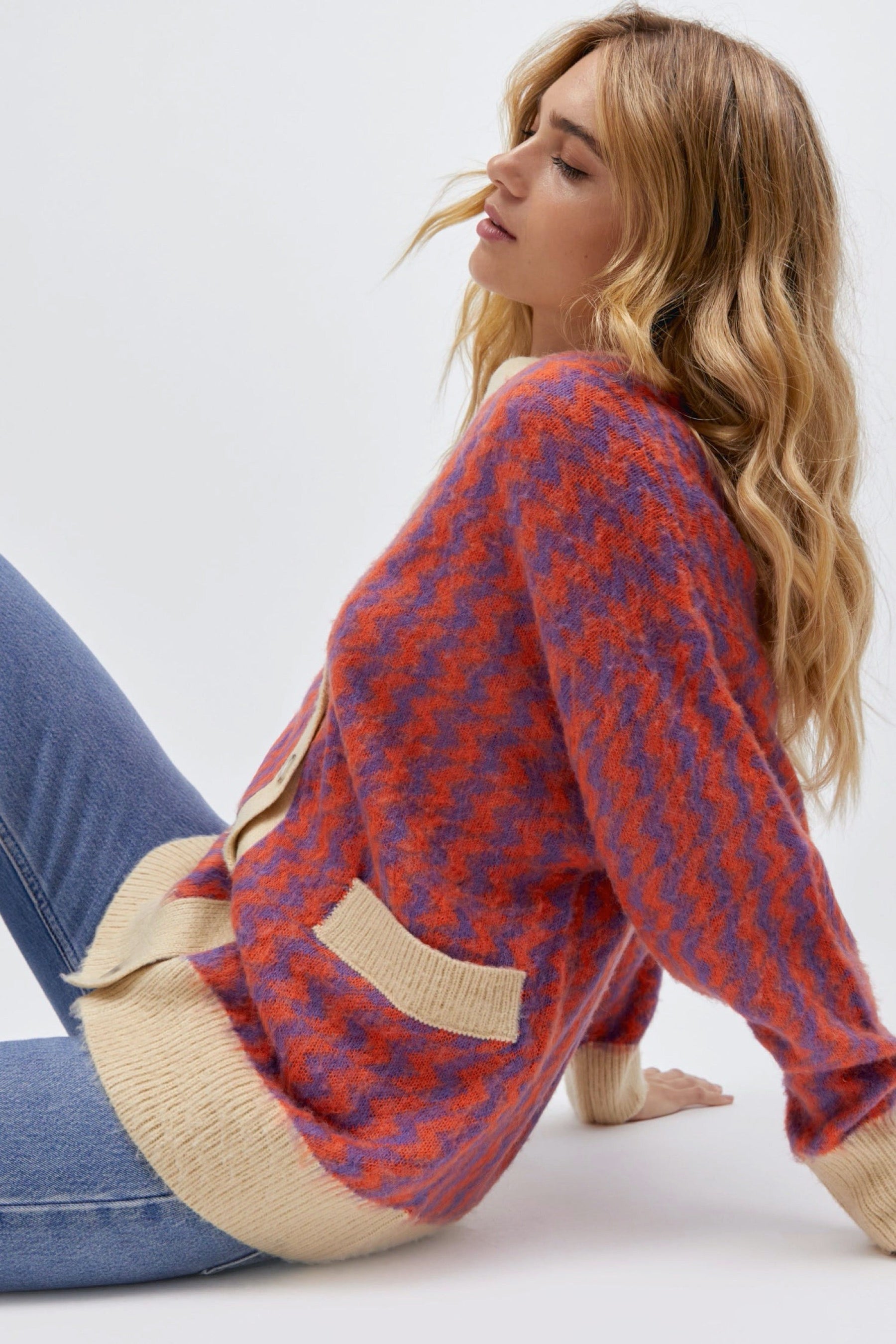 Violet Orange Zig Zag Cardigan