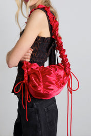 Red Ruched Satin Bag
