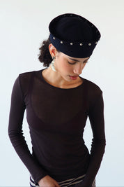 Onyx Rivet Sailor Hat