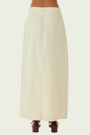 Antique White Khaki Midi Skirt