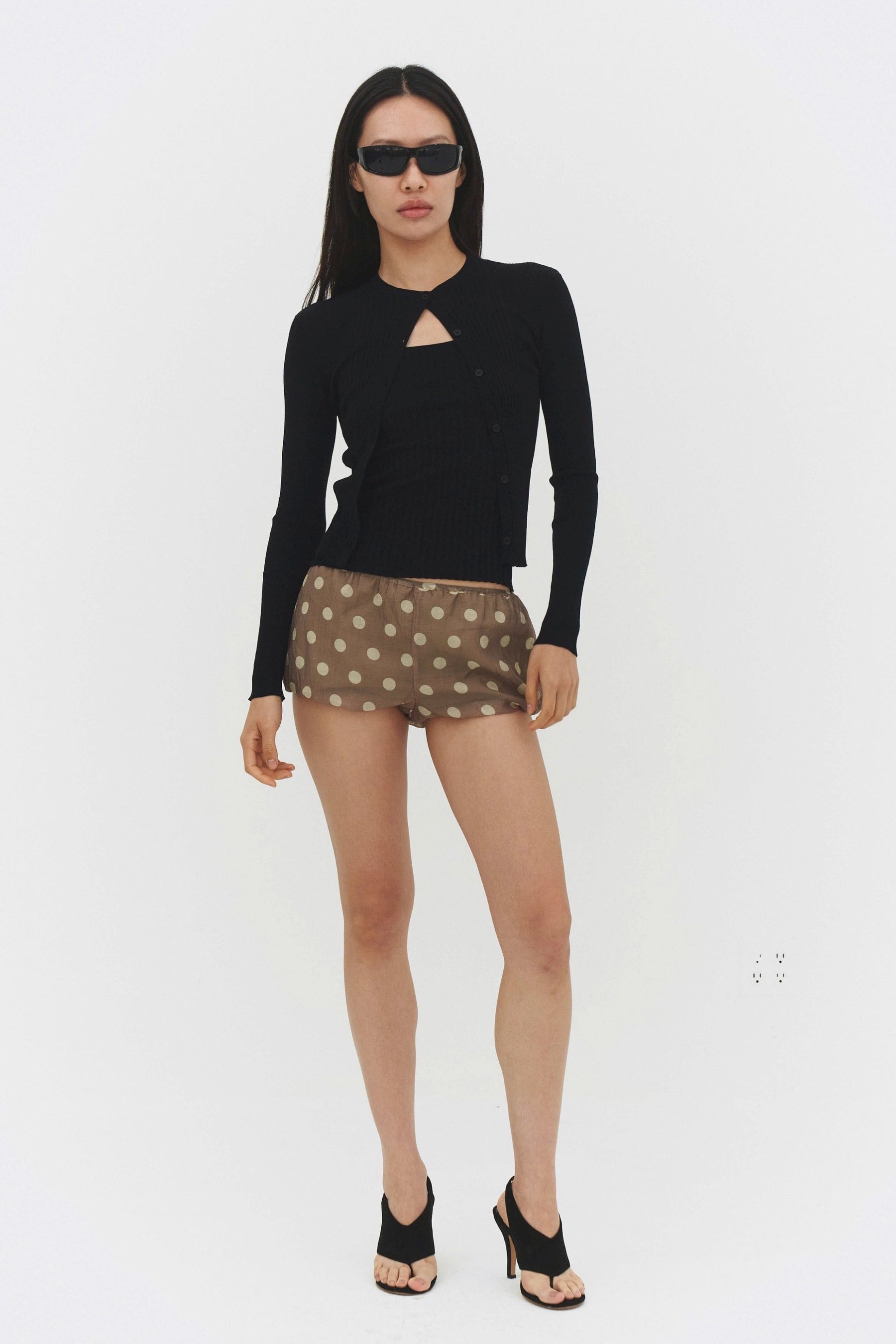 Black Ribbed Knit Cardigan