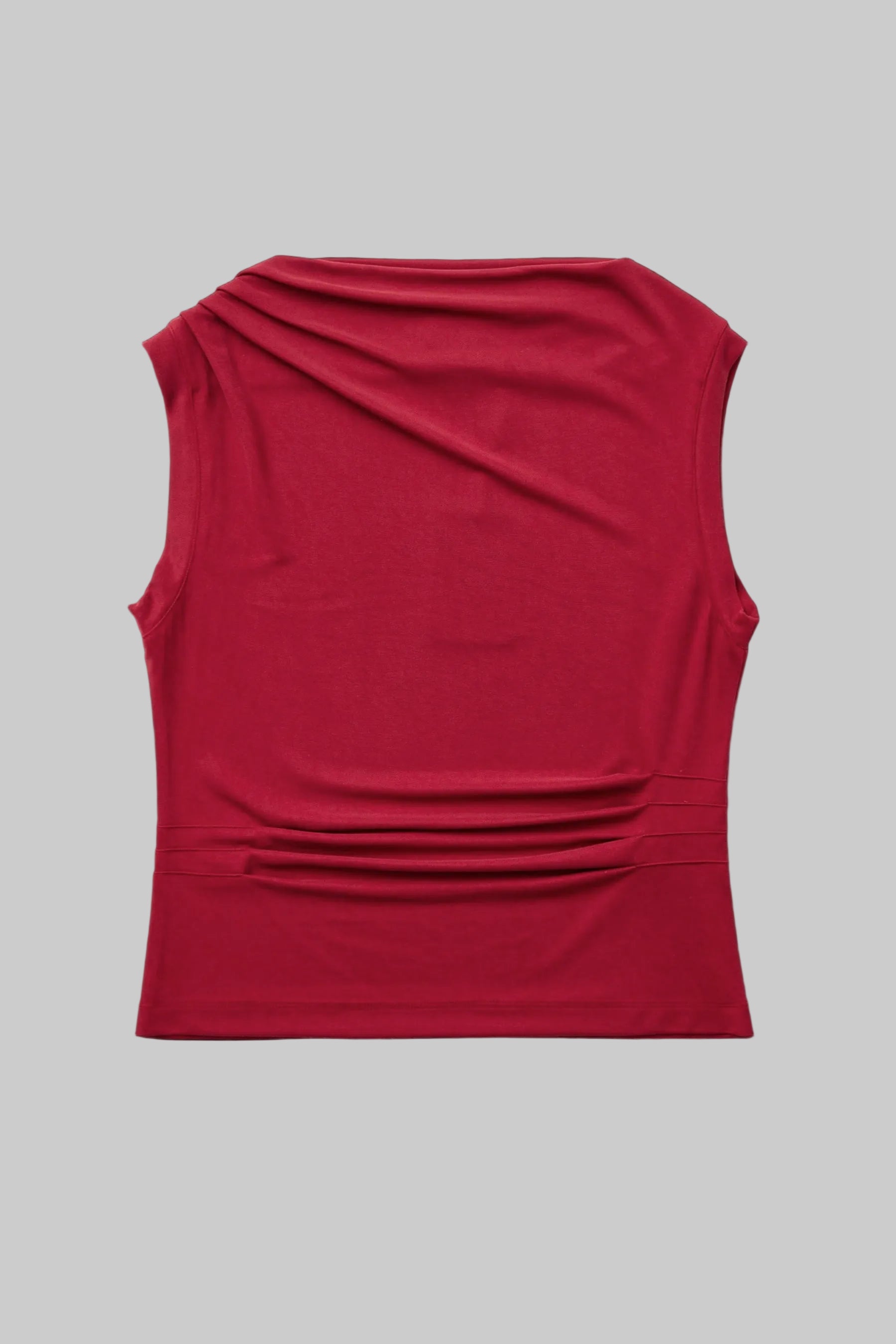 Raspberry Asymmetric Pleats Tank