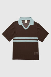 Cocoa Cream Stripe Polo Top