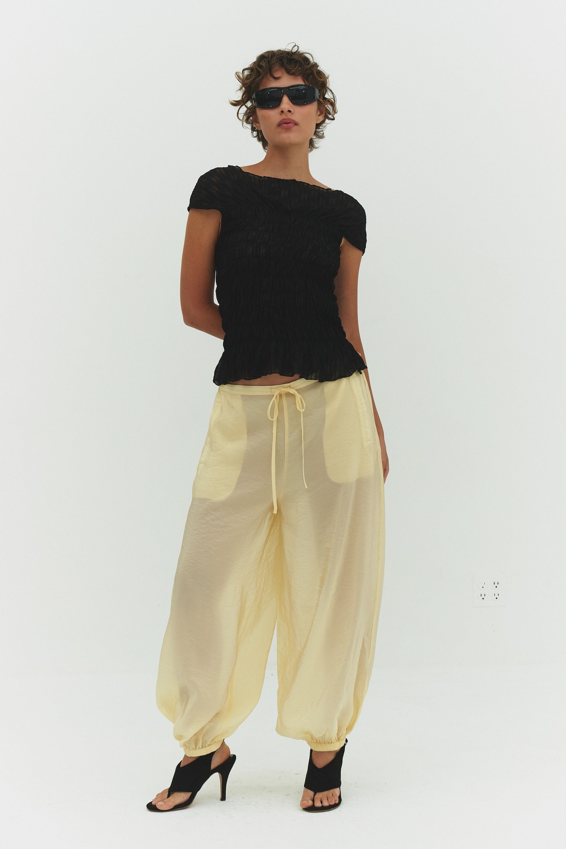 Black Ruched Ross Sleeveless Top