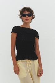 Black Ruched Ross Sleeveless Top