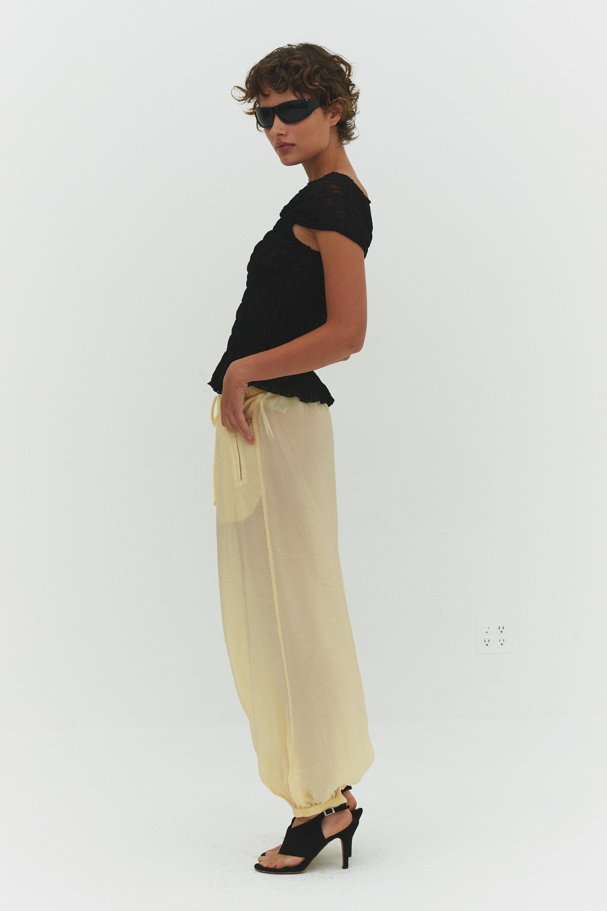 Black Ruched Ross Sleeveless Top