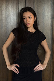 Black Ruched Ross Sleeveless Top