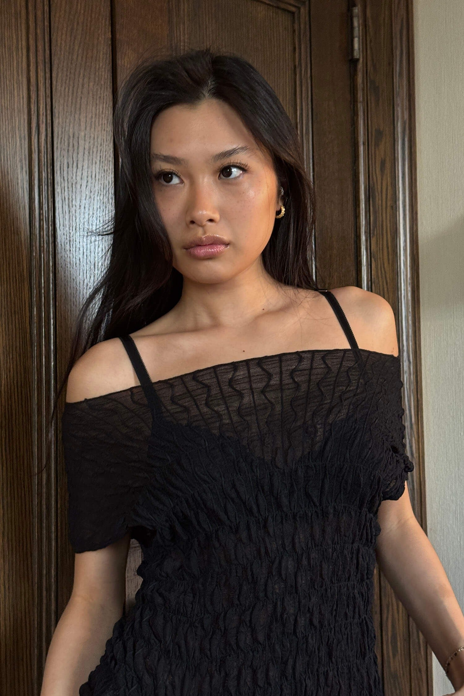 Black Ruched Ross Sleeveless Top