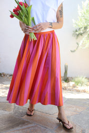 Pink Stripe Lowen Midi Skirt