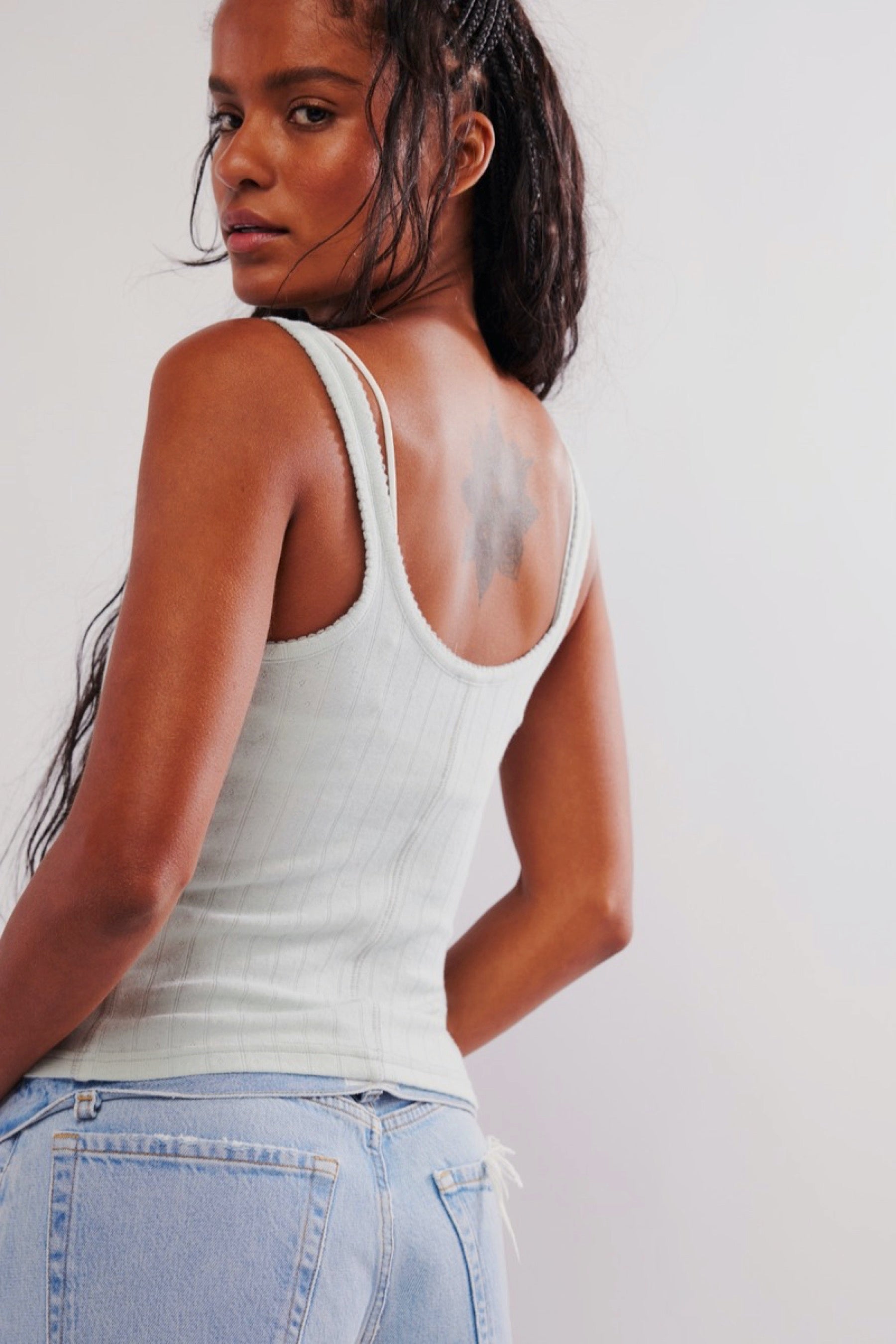 Pale Aqua End Game Pointelle Tank