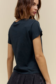 Vintage Black Solid Solo Tee