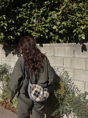 Mixed Plaid Medium Crescent Bag