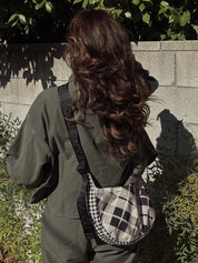 Mixed Plaid Medium Crescent Bag