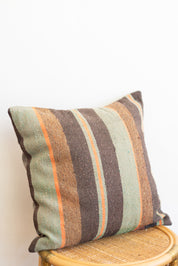 Green + Orange Stripe Pillow