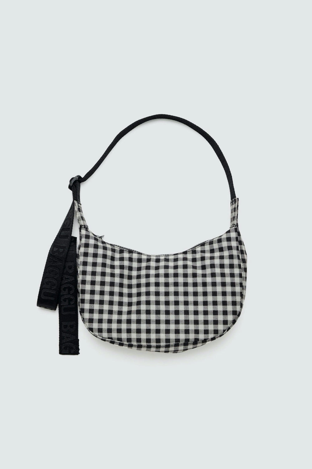 Black & White Gingham Small Crescent Bag
